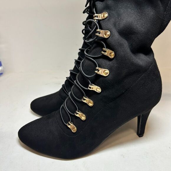 Journee Collection Womens 8.5 M Black Trill Thigh High Zip Up Boots NIB JF2 - Picture 6 of 8